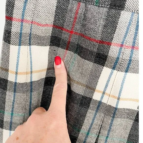 Vintage 80s L.L. Bean 100% wool plaid tartan pleated skirt size XS/S