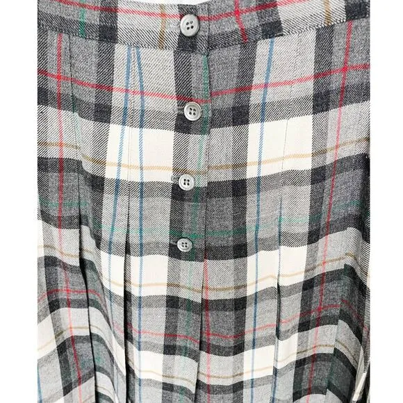 Vintage 80s L.L. Bean 100% wool plaid tartan pleated skirt size XS/S