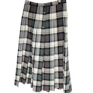 Vintage 80s L.L. Bean 100% wool plaid tartan pleated skirt size XS/S