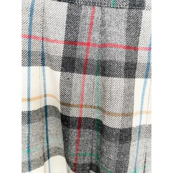 Vintage 80s L.L. Bean 100% wool plaid tartan pleated skirt size XS/S