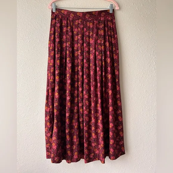Vintage Christian Dior Separates Floral Pleated Skirt
