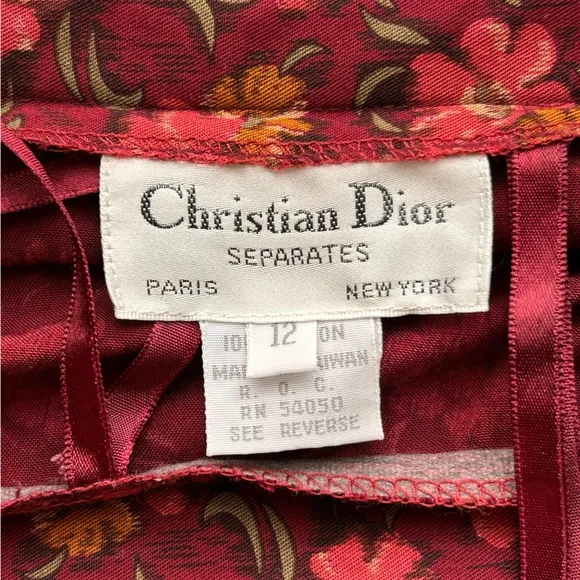 Vintage Christian Dior Separates Floral Pleated Skirt