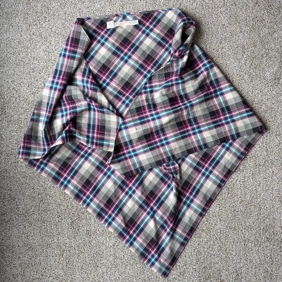 Vintage Pendleton Blue Pink Plaid Wool Pleated Midi Skirt &amp; Shawl 16