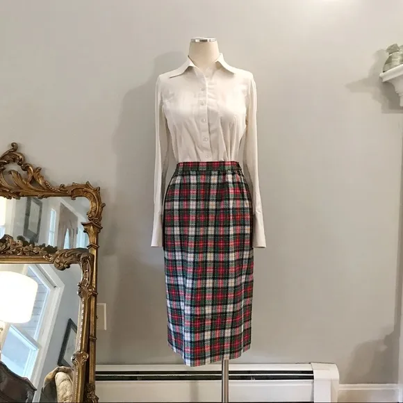 Vintage Pendleton Wool Skirt Tartan Plaid Holiday