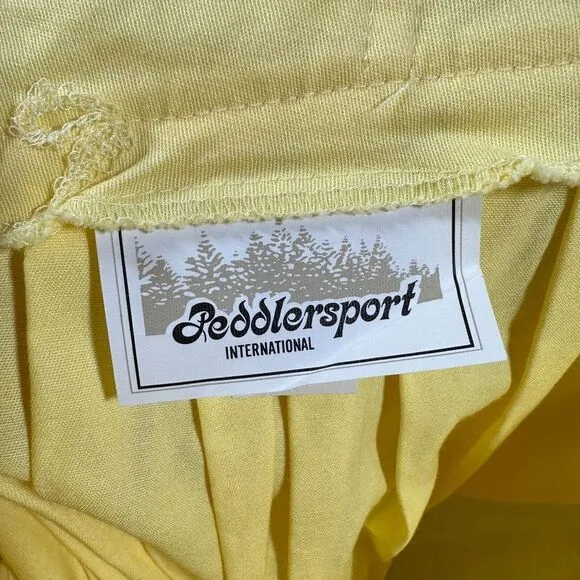 Vintage Yellow Midi Skirt Pleated Button Front Peddlersport Adjustable Sz Small
