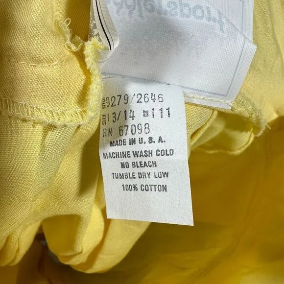 Vintage Yellow Midi Skirt Pleated Button Front Peddlersport Adjustable Sz Small