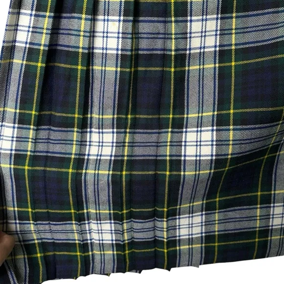Vtg Smith's Bermuda Size 16 Pleated Plaid Wrap Midi Skirt Great Britain Wool