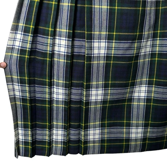 Vtg Smith's Bermuda Size 16 Pleated Plaid Wrap Midi Skirt Great Britain Wool