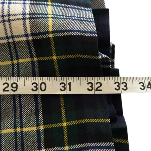 Vtg Smith's Bermuda Size 16 Pleated Plaid Wrap Midi Skirt Great Britain Wool