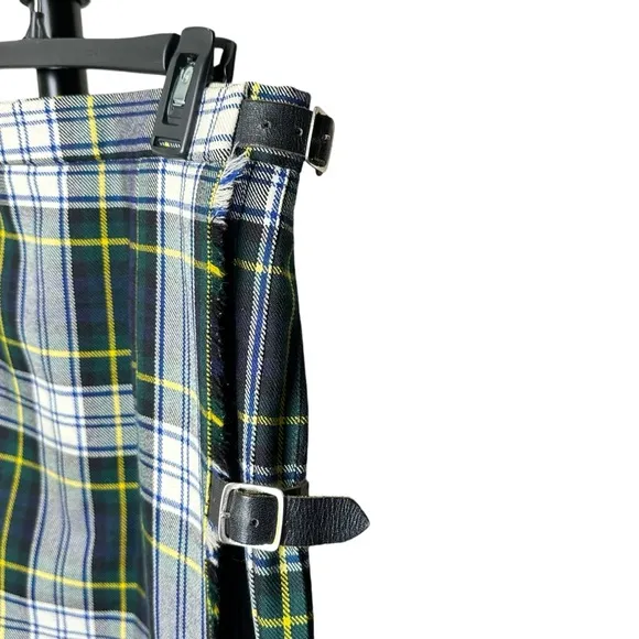 Vtg Smith's Bermuda Size 16 Pleated Plaid Wrap Midi Skirt Great Britain Wool