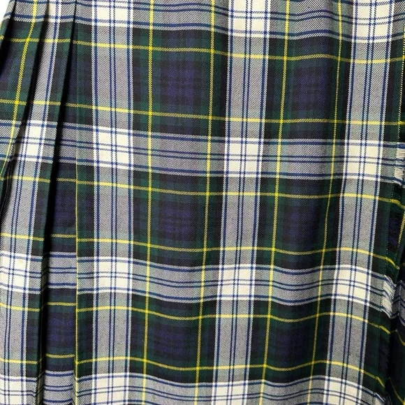 Vtg Smith's Bermuda Size 16 Pleated Plaid Wrap Midi Skirt Great Britain Wool