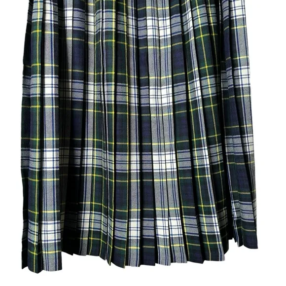 Vtg Smith's Bermuda Size 16 Pleated Plaid Wrap Midi Skirt Great Britain Wool