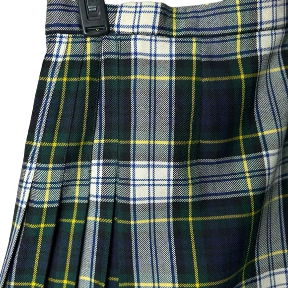 Vtg Smith's Bermuda Size 16 Pleated Plaid Wrap Midi Skirt Great Britain Wool