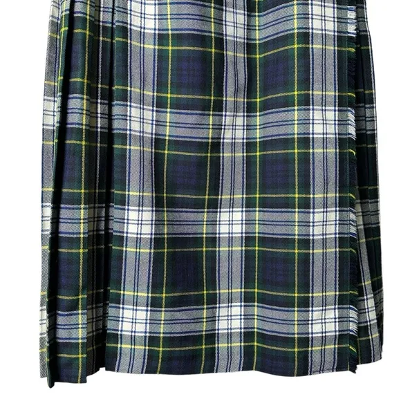 Vtg Smith's Bermuda Size 16 Pleated Plaid Wrap Midi Skirt Great Britain Wool