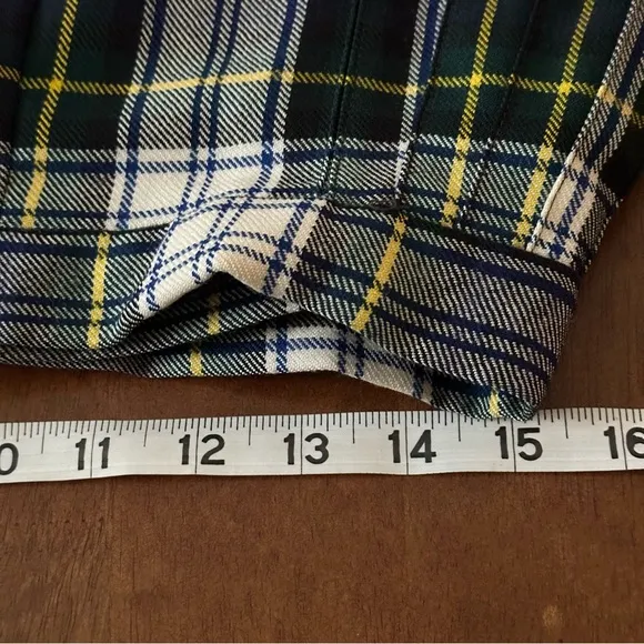 Vtg Smith's Bermuda Size 16 Pleated Plaid Wrap Midi Skirt Great Britain Wool