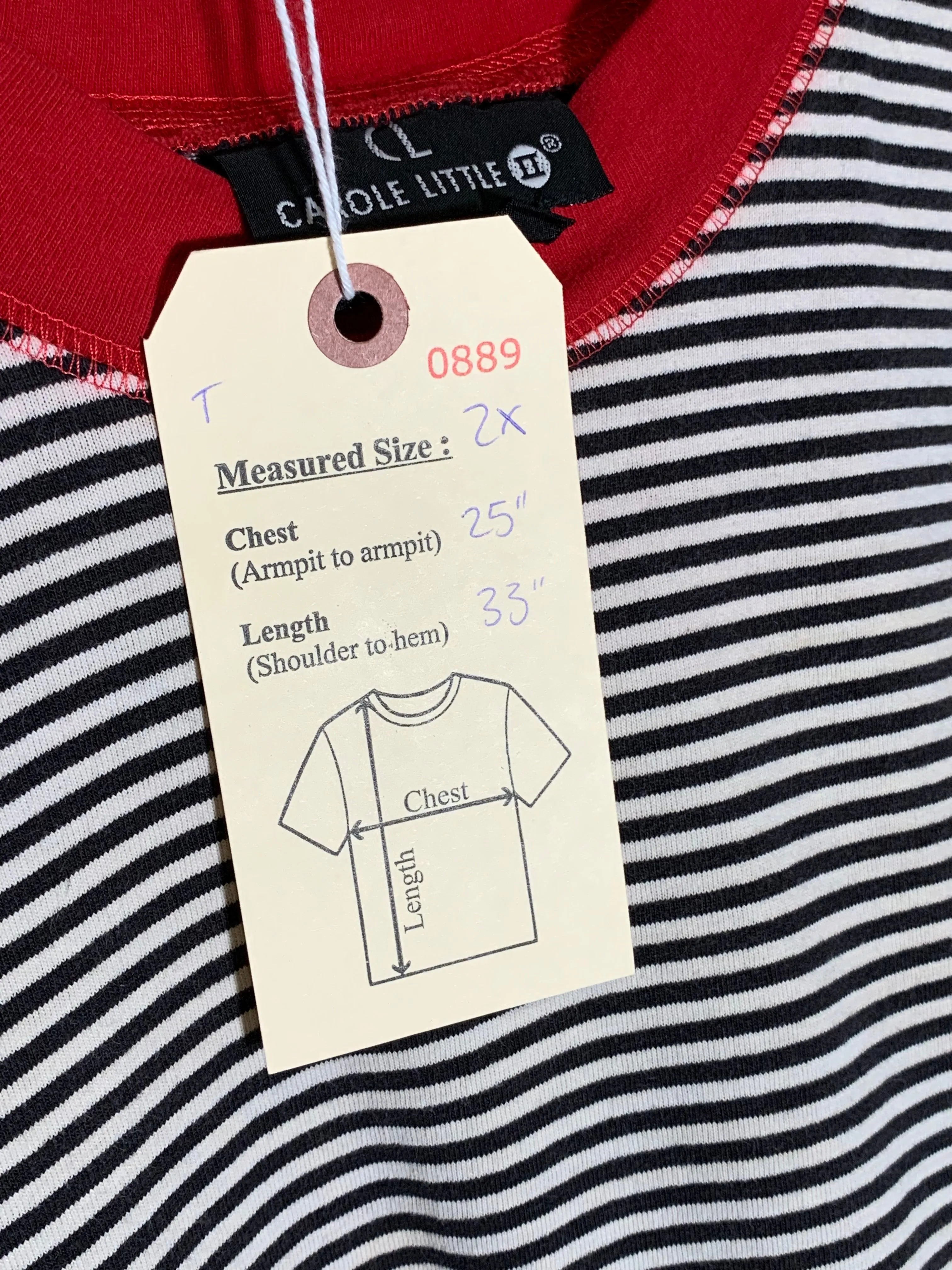 VTG Striped w/ Red Collar Shirt (2XL)