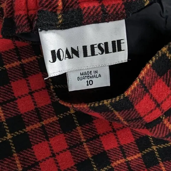 VTG Two Piece Red and Black Tartan Plaid Blazer And Skirt Set