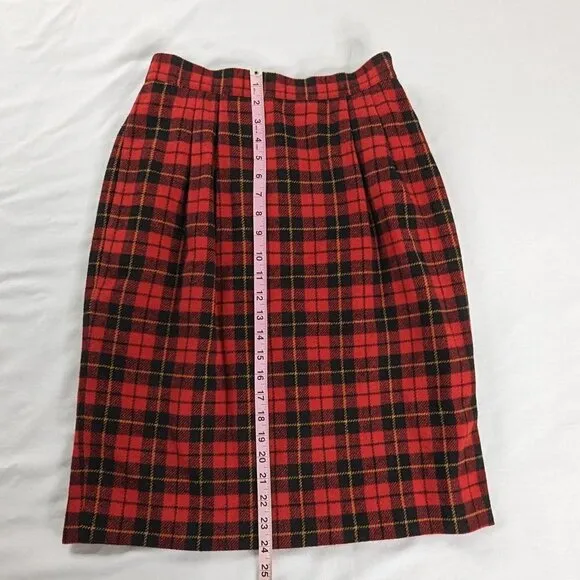 VTG Two Piece Red and Black Tartan Plaid Blazer And Skirt Set