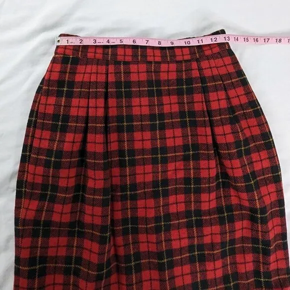 VTG Two Piece Red and Black Tartan Plaid Blazer And Skirt Set