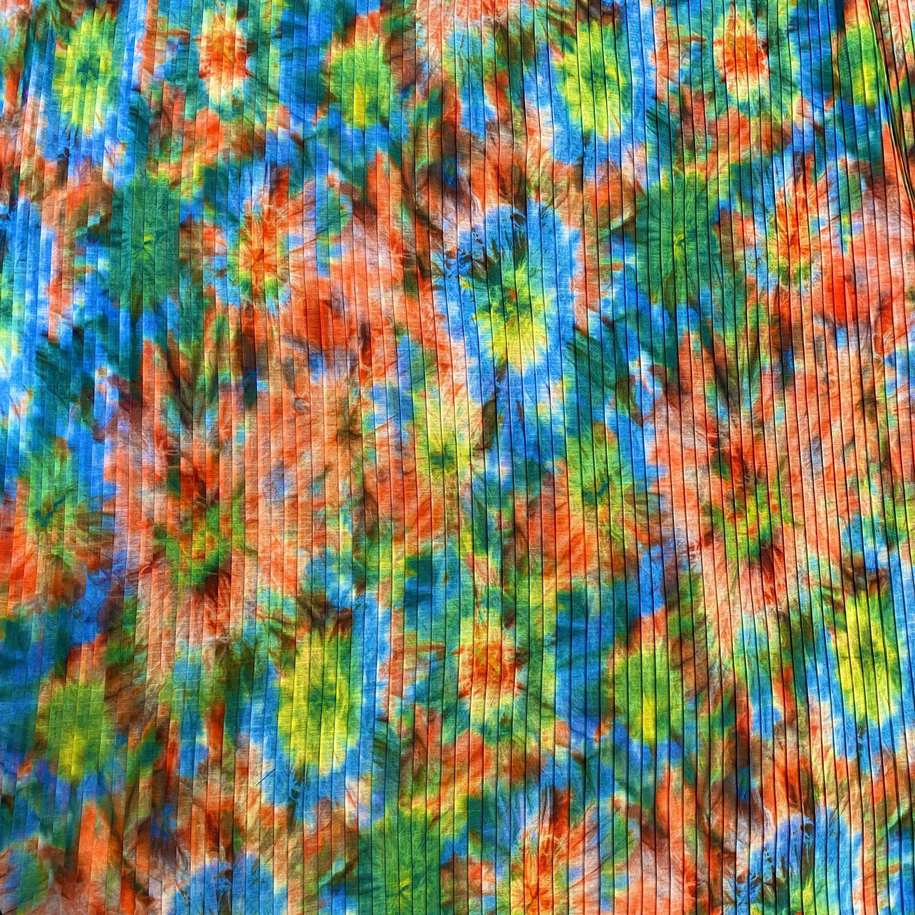 Watercolour Flower Plisse (Pre Pleated Fabric) - Coral