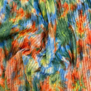 Watercolour Flower Plisse (Pre Pleated Fabric) - Coral