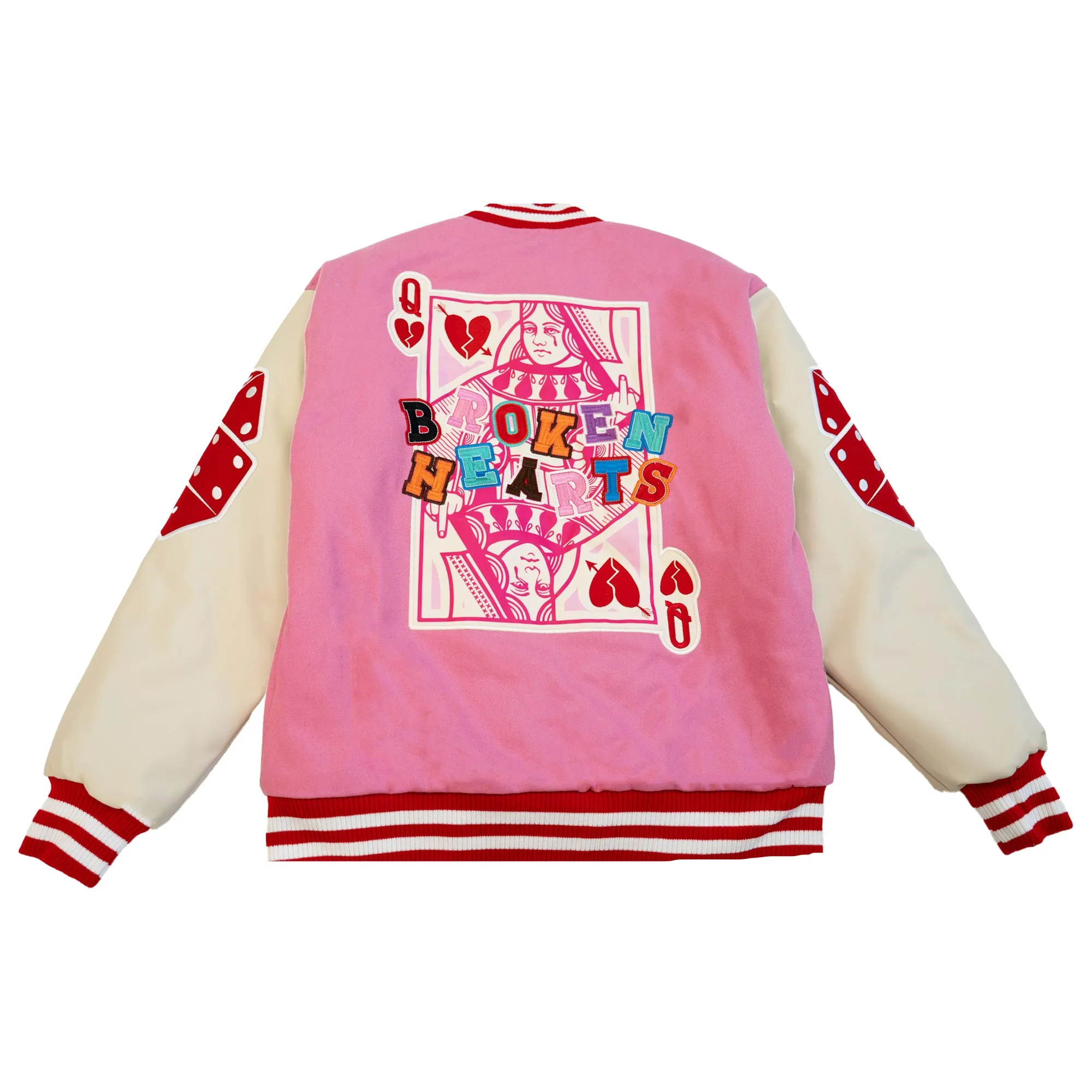 WATSON QUEEN OF BROKEN HEARTS VARSITY JACKET (PINK)