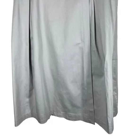 White House Black Market Pleated Faux Wrap Gray Midi Belted Skirt