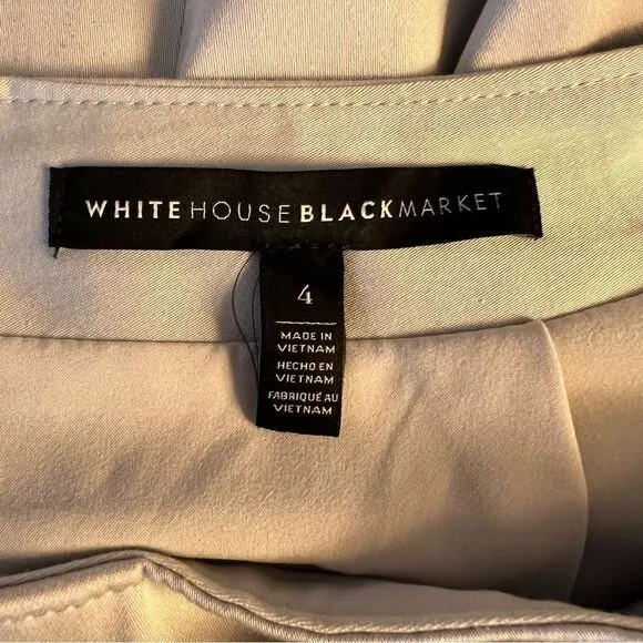 White House Black Market Pleated Faux Wrap Gray Midi Belted Skirt