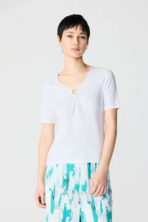 WHITE RING V-NECK BASIC T-SHIRT