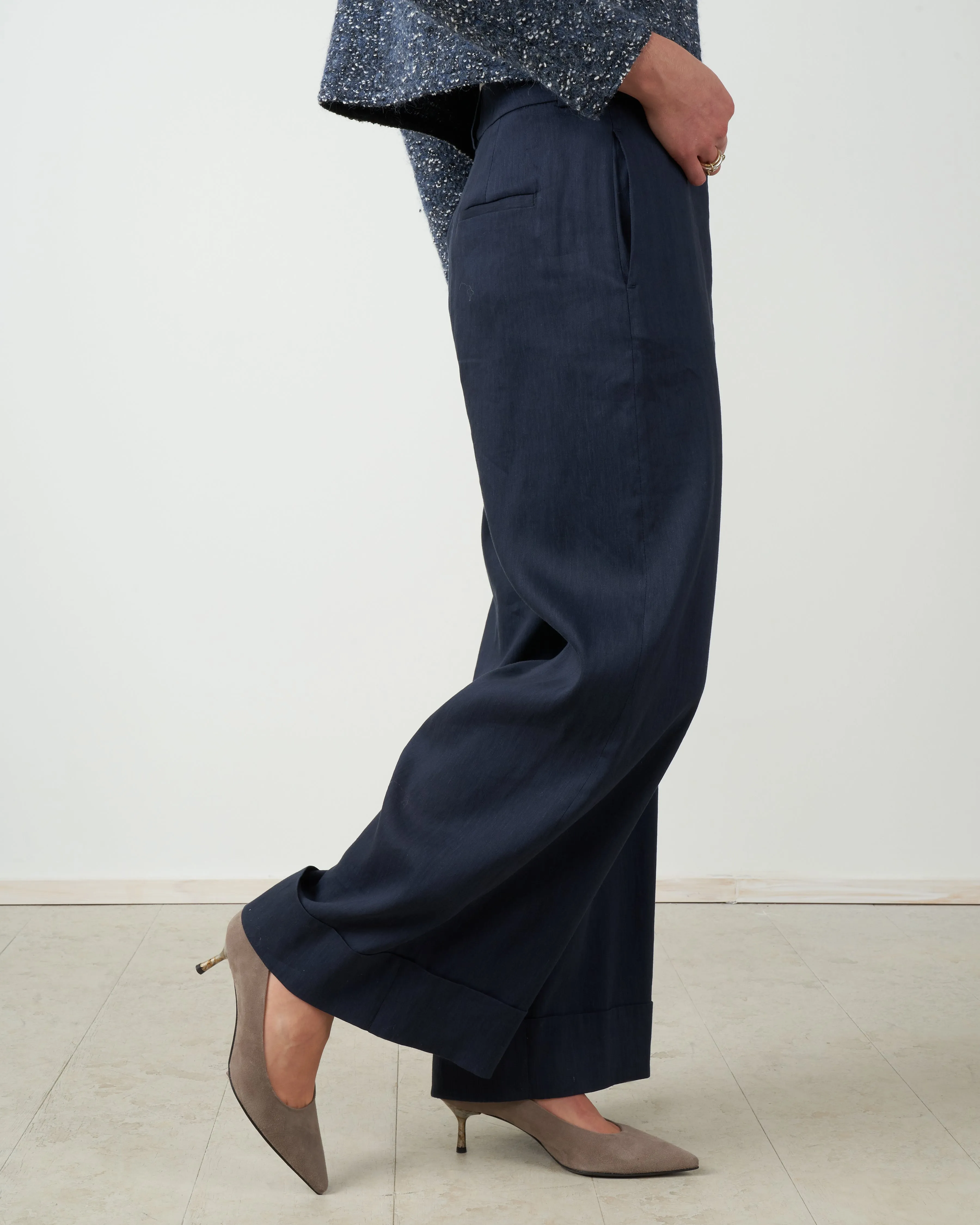 wide-leg pant - navy