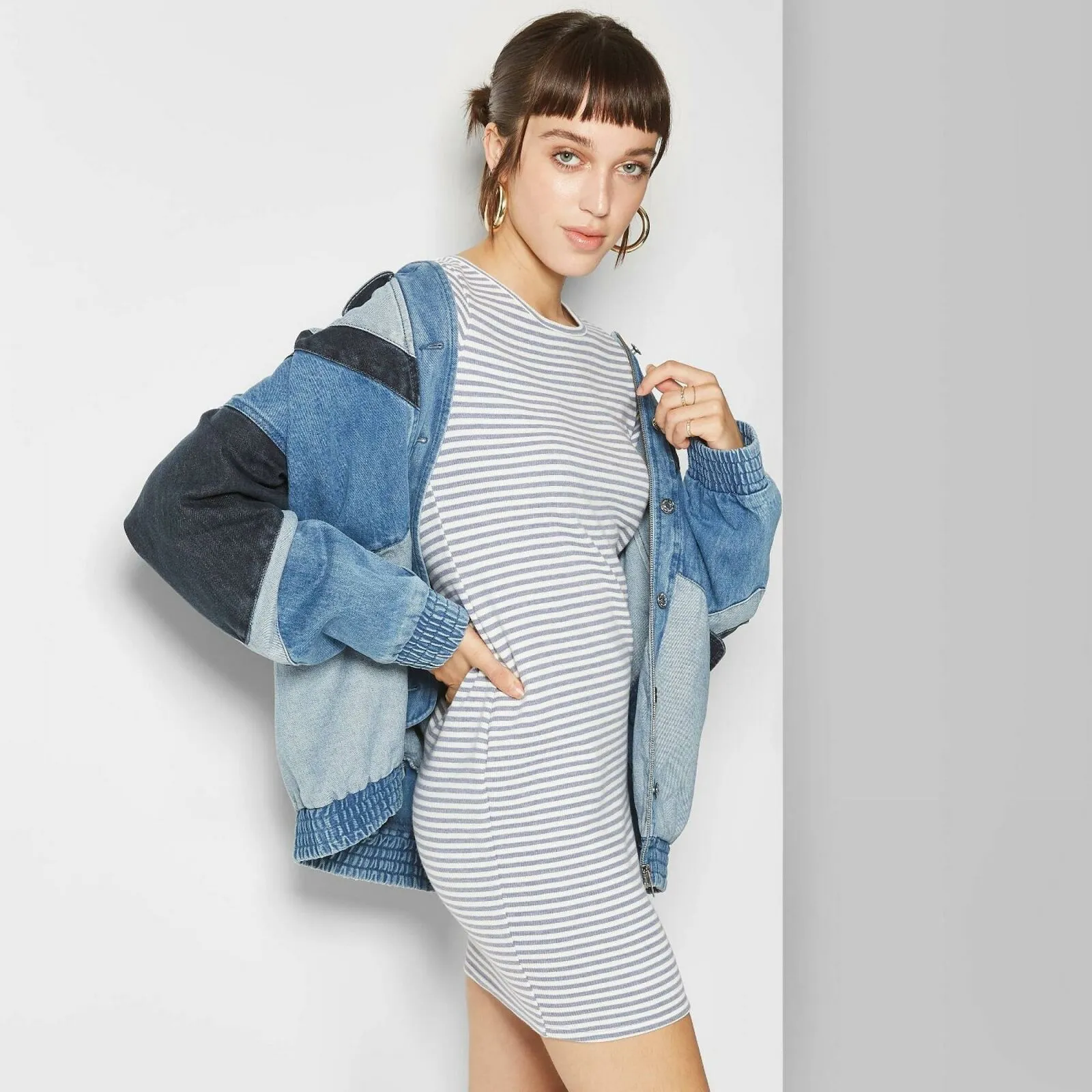 Wild Fable Women's Striped Short Sleeve Crewneck Knit Mini Dress