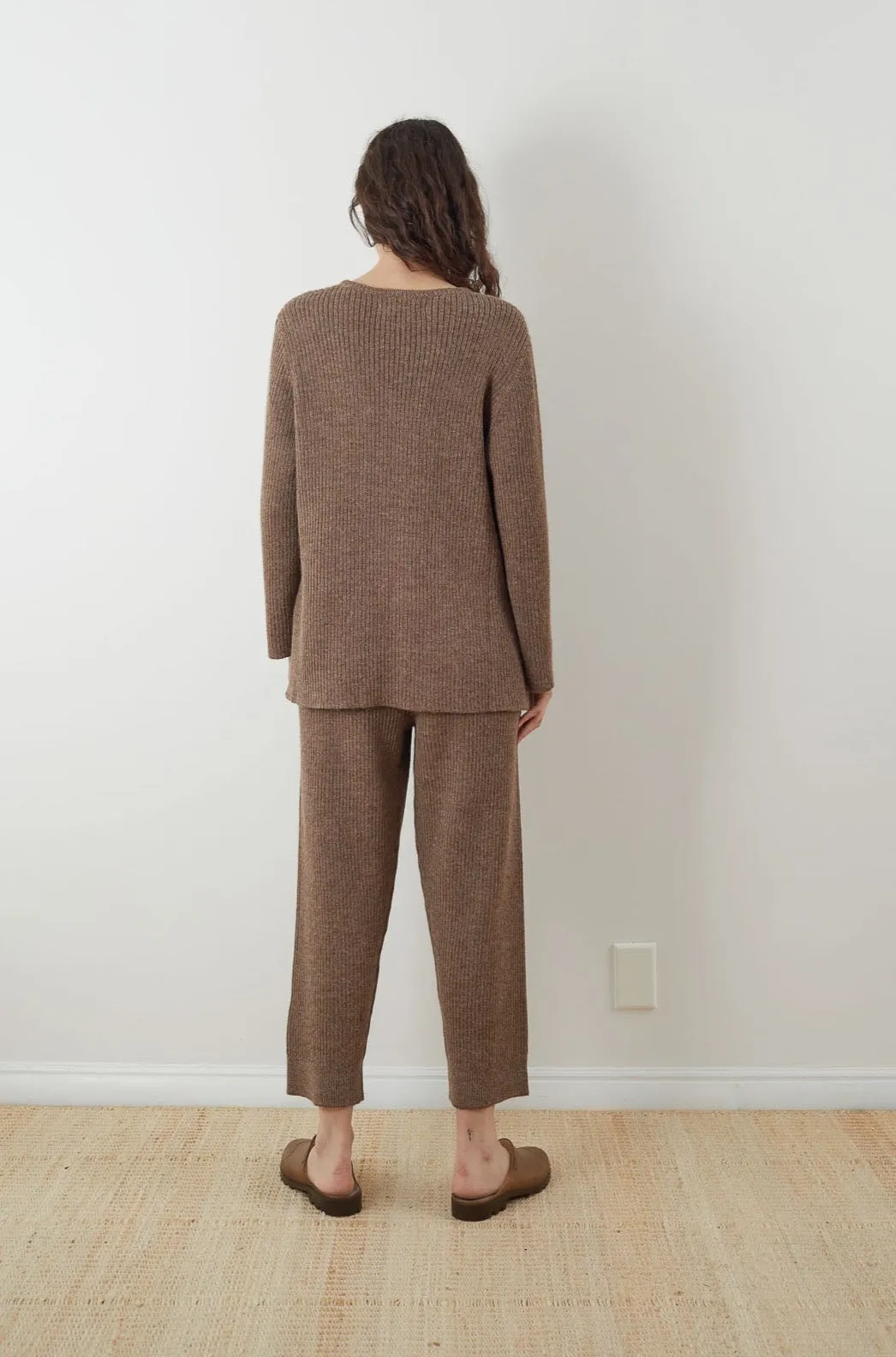 Wol Hide Rib Wide Leg Pant in Caribou