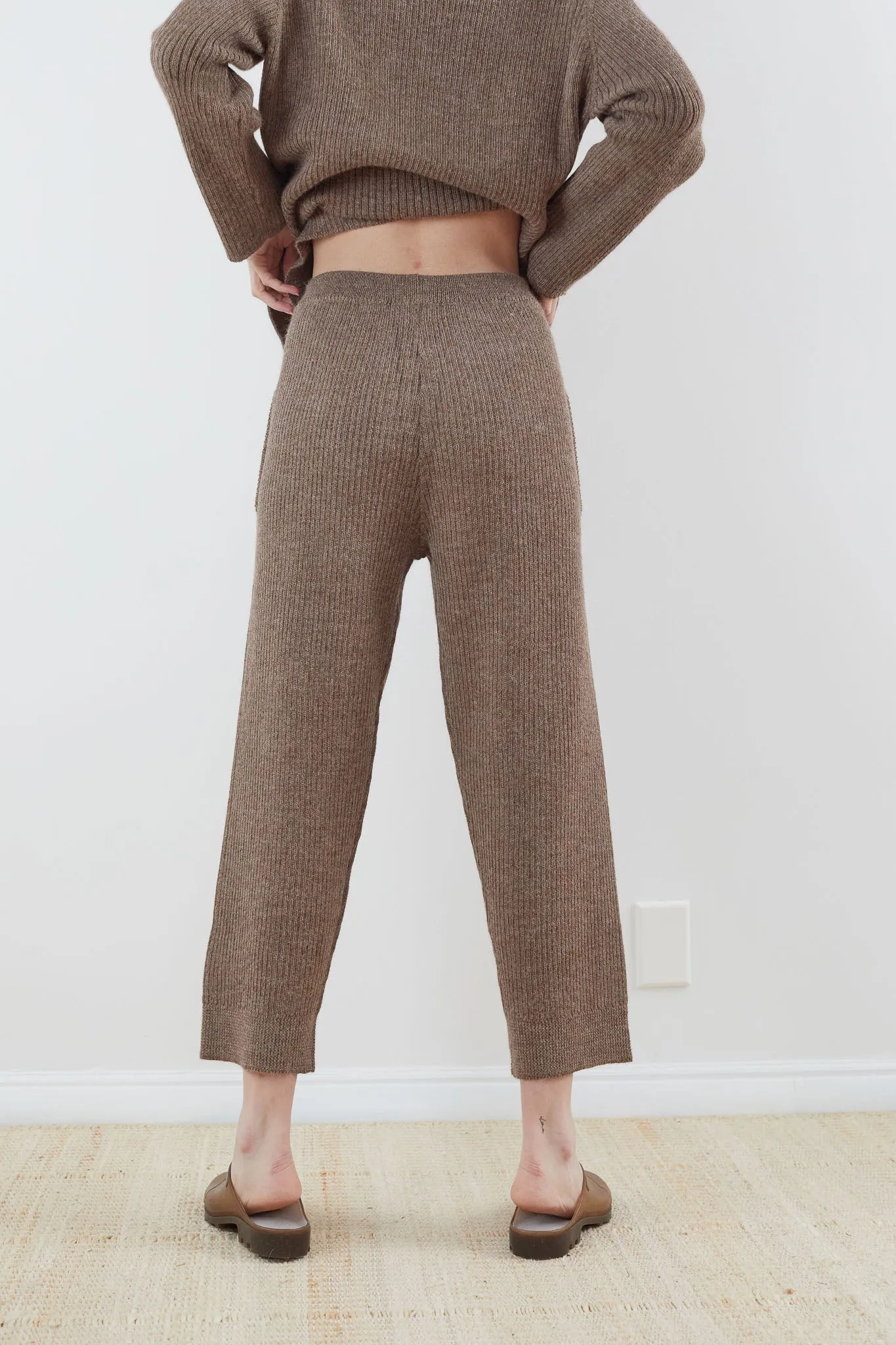 Wol Hide Rib Wide Leg Pant in Caribou