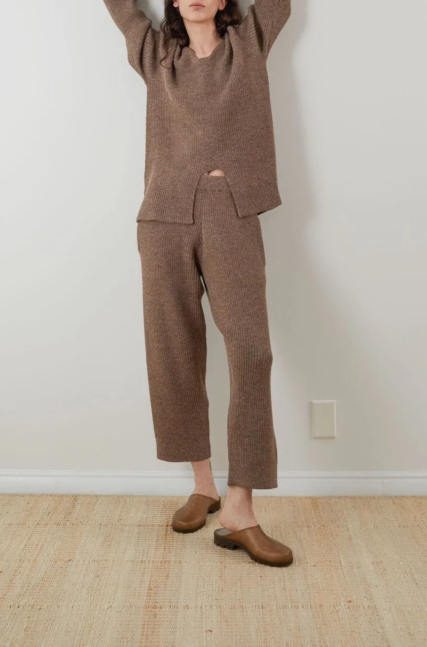 Wol Hide Rib Wide Leg Pant in Caribou