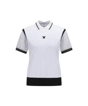 Women Shoulder Mesh Point Short T-Shirt - White