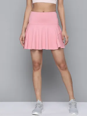 Women's Dusty Pink Solid Flared Fit Skirt