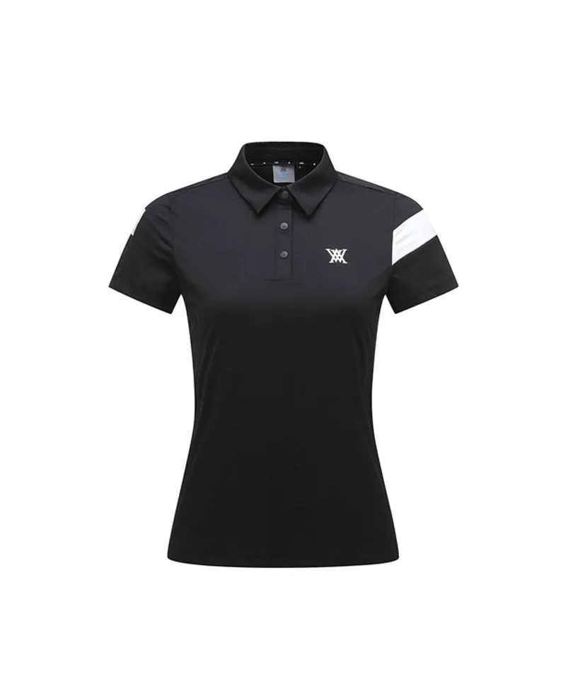 Women's Ice Dots Incision Point Short T-Shirt - Black