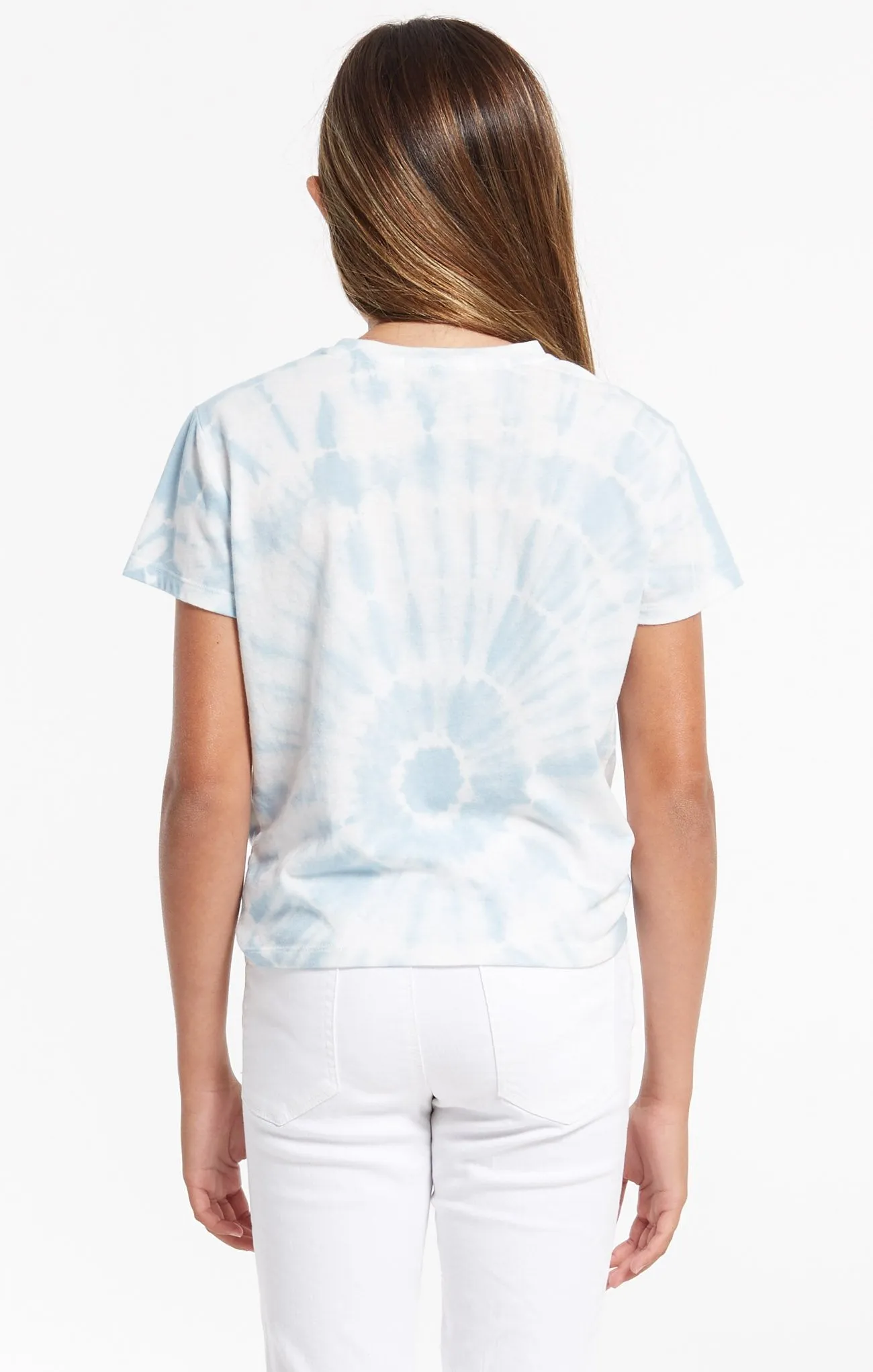 Z Supply Girls Teagan Tie Dye Crew - Blue Agave