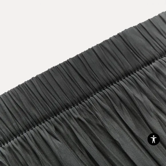 Zara Pleated Maxi Skirt Elastic Waist XS/S NWT Charcoal
