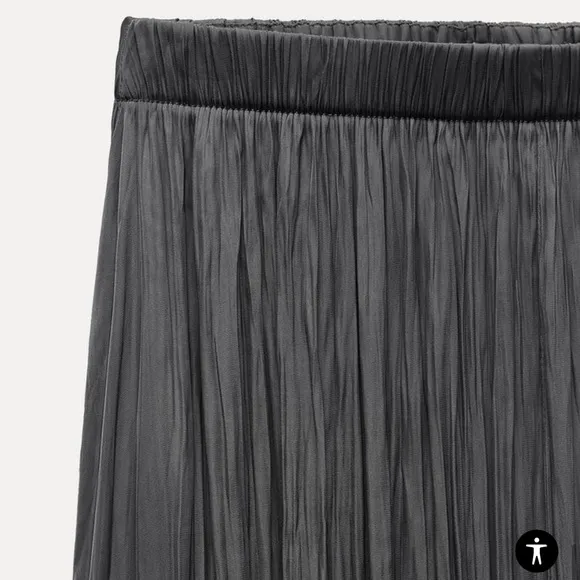 Zara Pleated Maxi Skirt Elastic Waist XS/S NWT Charcoal