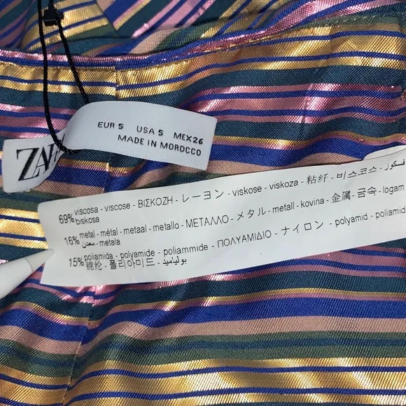 Zara Shiny Striped Balloon Skirt Blogger Fav