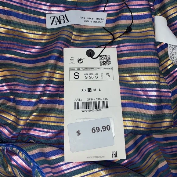 Zara Shiny Striped Balloon Skirt Blogger Fav