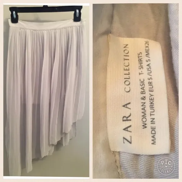 Zara Silk Pleated Asymmetrical Skirt