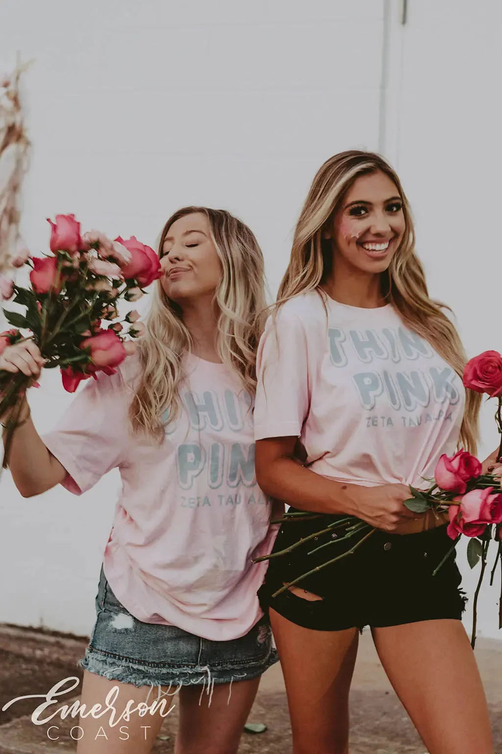 Zeta Think Pink Bubble Letter Tee